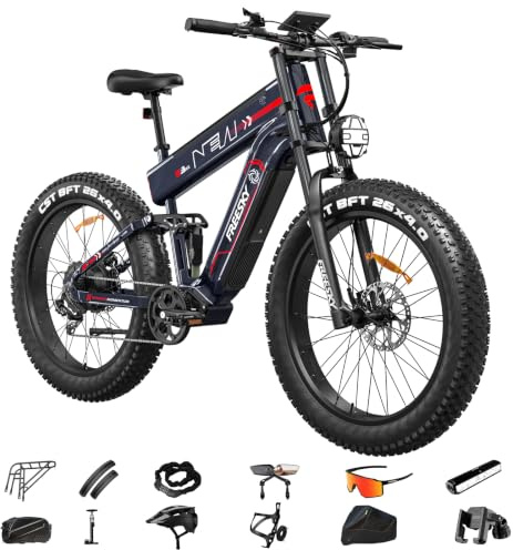 FREESKY 2026 Alaska Pro Dual Battery Electric Bike for Adults, 48V 45AH 200 Miles Long Range Dirt E Bike, 26 Fat Tire Fast Mountain EBike, Full Suspension & Hydraulic Brakes UL 2849 Certified by TÜV