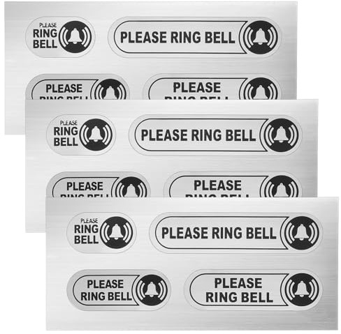 Mabor 12Pcs Tiny Please Ring Bell Sign Sticker, 4 Sizes Self-Adhesive Waterproof Small Ring Bell Sign for Home Business Offices Doorbell