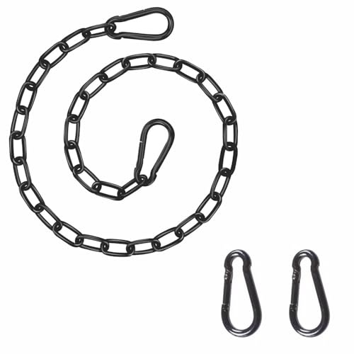 tooloflife Chaîne de suspension robuste de 80 cm, maillons d'extension en fer noir avec double mousqueton, pour balancelle de jardin, sac de frappe, pare-soleil extérieur, matériel de fixation de