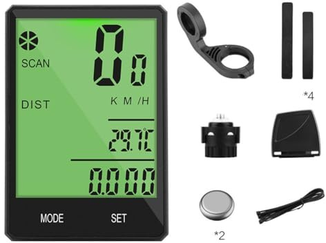 Vilgftyiet Computer wireless per bicicletta per ciclismo all'aperto, display impermeabile da 2,8 pollici, contachilometri leggero da 41 g con misuratore multifunzione, compatibile con bici da strada e