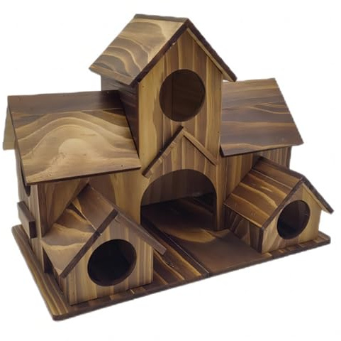 Fågelholkar fågelholk 23 x 14 x 15 cm stora fågelhus i trä väderbeständig 5 hål hängande fågelholkar för utomhusbruk, trädgård, innergård, trädgård