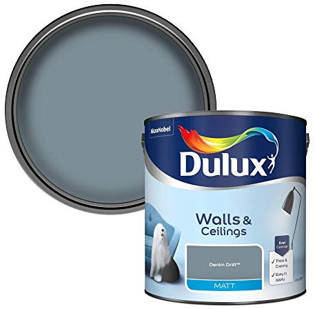 Dulux Walls & Ceilings Matt Emulsion Paint, Denim Drift, 2.5 Litres