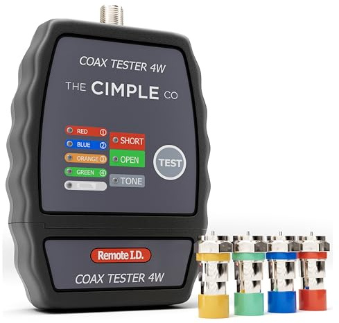 THE CIMPLE CO 4-Port Coax Cable Tester, Tracer, Toner, & Mapper, Commercial Grade Coaxial Wire Continuity Checker