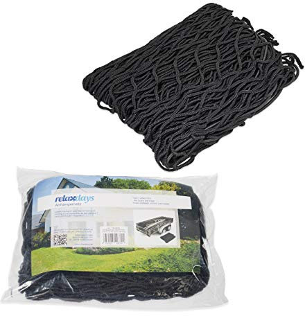 Relaxdays 2X Rete Fermacarico, Elastica, per Rimorchio Auto, Protezione Portapacchi, 3 x 2 Metri, Sicurezza Carico, Nero