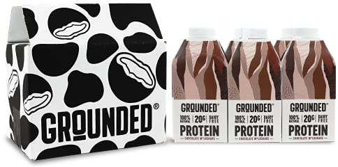 GROUNDED Chocolate Plant Protein Shake | 6 x 490ml Vegan, 100% Natural, Gluten Free | Smooth, Creamy & Dairy Free Drink | 20G Protein…