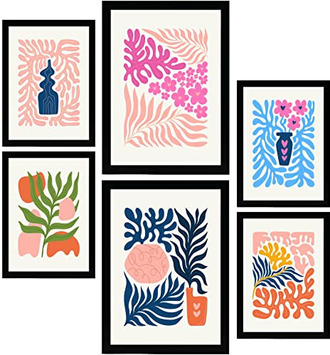 Nacnic ® Set de 6 Posters Minimalismo en Colores Pastel. Laminas para cuadros.Rosa, azul, naranja. Laminas decorativas pared. Cuadros Decoracion Salon Modernos. Posters A3 & A4, sin marcos.