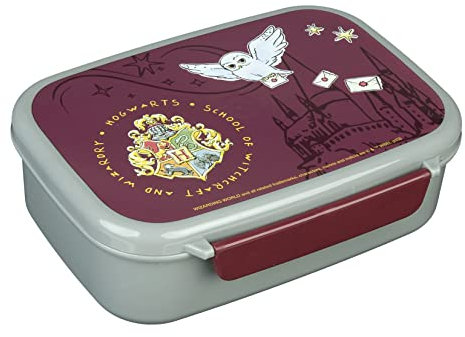 Scooli Brotdose für Kinder mit herausnehmbaren Einsatz - Harry Potter - Kindergarten Brotdose - Sandwichbox Schule - Brotzeitdose aus Kunststoff BPA frei - Sandwichbox - Lunchbox - Vesperbox