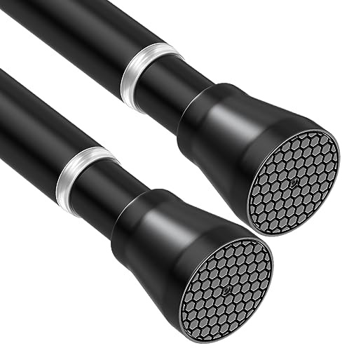 AIZESI Black Tension Rod 85-150cm 2PCS,No Drill Spring Shower Curtain Pole | Extendable adjustable pole .Tension rods for curtains,windows,bathroom & clothes hanging,tool-free drill-free.