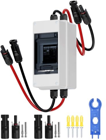 DIHOOL DC trennschalter PV anlage, Miniatur Leistungsschalter, DC1000V Sicherungsautomat 1 String 2 polig 30A Mit Solarstecker Kabel IP65 Wasserdicht Gehäuse Für balkonkraftwerk, batterie, Solarmodule