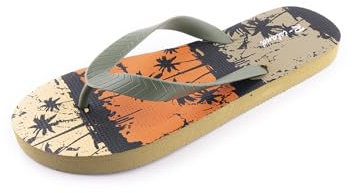 R-ISLAND Flip-Flop für Herren, Zehenschuhe, wasserdicht, perfekt für Strand, Pool, Haus draußen und drinnen., Grünes Muster, 46 EU