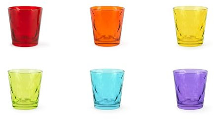 Excelsa Barcelone Lot de 6 verres à eau, verre, capacité 245 ml, multicolore