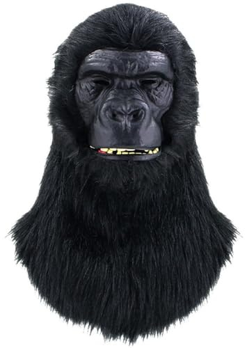 Svart gorilla mask schimpans heltäckande huvudmask realistiska djurmasker latex kostym tillbehör för halloween karneval