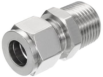 PATIKIL 1/2Npt x 12mm Raccordo a Compressione in Tubo d'Acciaio Inossidabile 304, Doppie Ferrule Raccordo a Compressione Adattatore Dritto Collegamento