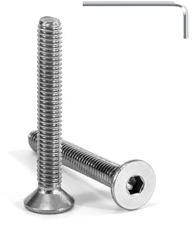 Tunejoy Tornillo Avellanado M4 x 30 mm Tornillos de Cabeza Avellanada Hexagonal de Acero Inoxidable A2 V2A Norma DIN 7991 con llave Allen Rosca Completa 20 Piezas