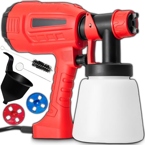 Retoo Sistema de pulverización de pintura, pistola de pintura eléctrica de 400 W, contenedor, 1200 ml, pulverizador de pintura, caudal de 800 ml/min, pulverizador de pintura, ideal para muebles