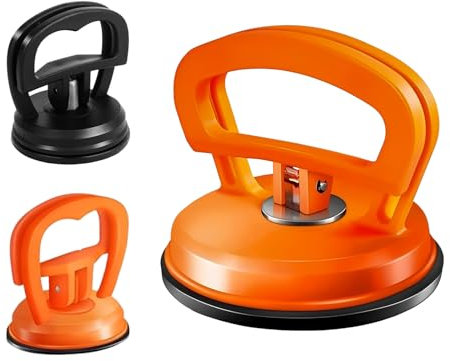 DtgEcd 3Pcs Dent Repair Kit, Car Dent Puller Kit, Strong Pulling Concave Suction Cup Repair Tool Suitable For Auto Body, Glass, Screen, Tile Lifting And Objects Moving (Orange, Black)