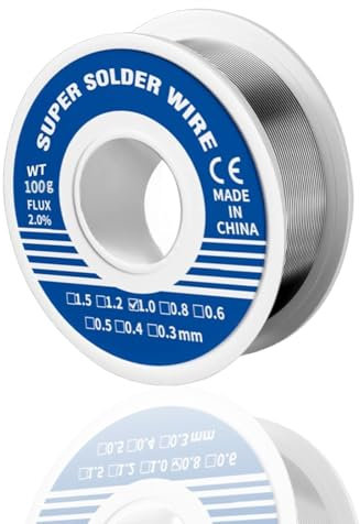 Lötzinn 1mm 100g mit Flussmittel, Lötzinn bleihaltig 63% Zinnanteil - Professioneller Lötdraht für Elektronikreparaturen, Heimwerkerarbeiten und Modellbau