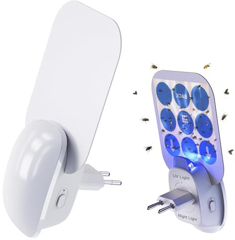 WUEAOA Fliegenfalle Innenbereich Steckdosen mit UV und LED Light,2025 neu mückenfalle Steckdosen,Insektenfalle mückenstecker mit 3 Pcs klebrige Pad 1pcs