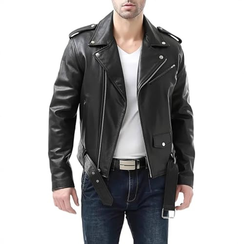 UHouse Blouson Moto Homme Saharienne Cuir Surchemise Legere Jacket de Travail Vestes Casaul Vêtements Vintage Bomber Leger Automne Hiver Pour Hommes