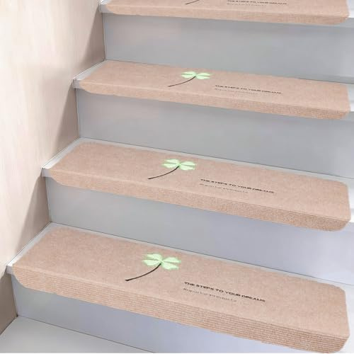15Pcs Alfombra Antideslizante para escaleras 22 * 55cm, Escalera Alfombra Luminosa para escalones de Madera Alfombra Interior alfombras de Escalera Alfombrillas con Respaldo de Goma,Lavable (Mise)
