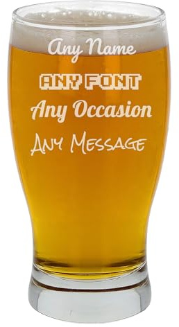 Always Looking Good Personalised Pint Glass - Tulip Shape Engraved Any Message, Any Occasion, Customised Beer Glass for Men, Elegant Personalised Gifts for Him - Pint Glass Gifts for Men (Any Text)