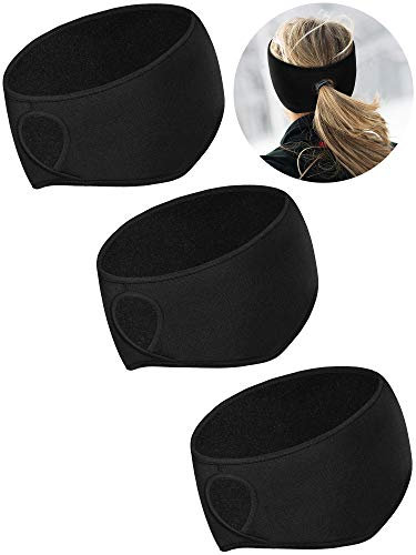 Tatuo 3 Pcs Fleece Ponytail Ear Warmers Headband Winter Running Headband Ear Muffs Ear Covers for Women Adult Outdoor Sports and Fitness Running Cycling Ski Cold Weather