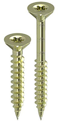 Belko Spanplattenschrauben mit Senkkopf 6,0 x 130-100 Stk., teilgewinde, JD-79, gelb verzinkt, Torx, Universalschraube, Holzschraube