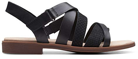 Clarks 261498564 Mujer Sandalias de Gladiador, Negro (Black Combi Lea Black Combi Lea), 37 EU