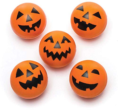 Baker Ross Pumpkin High Bouncy Balls (Pack of 8) for Kids Halloween Party Bags Fillers, Bouncy Balls
