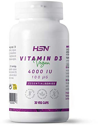 Vitamina D3 Vegana 4000 IU de HSN | 100 MCG Colecalciferol procedente del Liquen para 1 Mes de Suministro | Apto Dieta Vegana | No-GMO, Sin Gluten