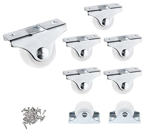 Aupawdy 8 Pcs Castor wheels,wheels for furniture Plastic Castor Wheels Furniture Small Rubber Castors Casters Non-Swivel for Equipment Boxes, Exhibition Equipment, Tool Boxes, (25mm / 20kg)