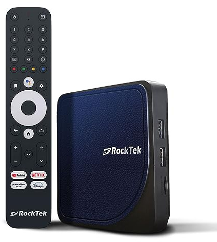 RT RockTek G2 4K Streaming Box | Consola Android TV (Bluetooth/Wi-Fi) | 4K HDR | Google Assistant | Compatible con Netflix/Disney+/HBO MAX/Prime Video