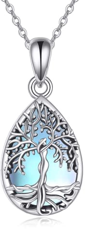 YAFEINI Collar con Urna del Árbol de la Vida para Cenizas de Plata de Ley con Piedra Lunar, Collar de Cremación para Cenizas, Recuerdo, Joyería de Memoria para Mujeres