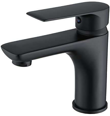 ZXC Hochdruck Waschtischarmatur, moderne Einhand Bad Armatur für das Waschbecken in Schwarz Matt