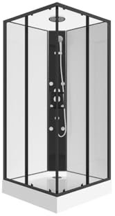 Vente-unique - Cabine de douche d'angle hydromassante - L80 x l80 x H225 cm - KIVORA