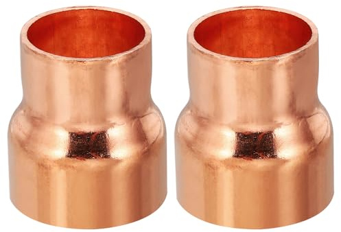 PATIKIL 1 1/4 to 1 ID Copper Reducer, 2pcs 99.9% Pure Copper Reducing Coupling Pressure Fitting Pipe Tube Connector Adapter with Sweat Solder Connection for HVAC Refrigeration System