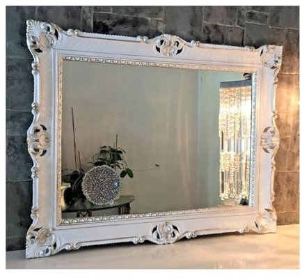 Generisch Cornice portafoto barocca, 50 x 70 cm, antica, 70 x 90 cm, per matrimonio, lavagna pubblicitaria (bianco/argento)