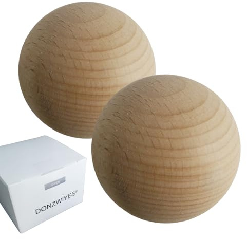 DONZWIYES Swedish Stickhandling Balls - Hardwood No-Bounce Floorball Training Equipment for Street Hockey Training Balls 2 Inch Diameter 2-Pack