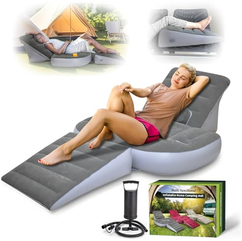 Hantaiwan Inflatable Lounger Sofa,3pcs Bed Wedge Pillow Set Bed with Hole for Back,and Leg Pain Relief - Adjustable Pillows for Acid Reflux, GERD, Sleeping,Sitting-Restful Sleep and Travel Companion