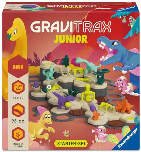 Ravensburger GraviTrax Junior Starter-Set L Dino24586 - Erweiterbare Kugelbahn für Kinder, Murmelbahn aus umweltfreundlichen Materialen mit Themenwelten, Lern- und Konstruktionsspielzeug ab 3 Jahren