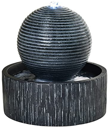 Indoor Water Feature Tabletop Fountain Indoor Fountain Ball Shape Ripple Water Fountain WIth Lighting Quiet Meditation Fountain For Office Home Decor Water Features for The Garden