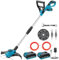 Decespugliatore a Batteria 21V, KUZUPRO Tagliabordi a Batteria Brushless con 2 Batterie 2,0Ah, 2 Lame, Impugnatura Regolabile, 2 Bobina(5m), Tubo Telescopico, Testa Girevole 90° per Giardino Potatura