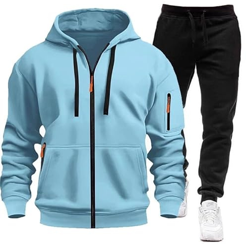 Tuta Uomo Completa Leggero Cotone Felpa Con Cappuccio E Zip E Pantaloni Completo Set Tracksuit Suit Casual Sportivo Tute Da Lavoro Taglie Forti Firmate Tuta Ginnastica Casa Running Outwear