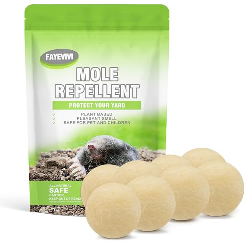 FAYEVIVI Mole Repellent, Mole Deterrents for Gardens and Lawns UK, Mole Repellent Outdoor, Natural and Easy to Use, 8P