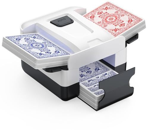 Demolike Automatic Card Shuffler, Electric Shuffling Machine for 1-2 Decks, Low Noise, Rechargeable & Portable Shuffler Machine for Poker, UNO, Blackjack, Black