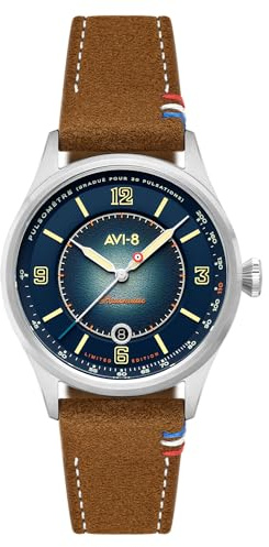 AVI-8 Flyboy Lafayette Montre automatique pour homme 42 mm édition limitée 110e anniversaire avec bracelet en cuir AV-4153