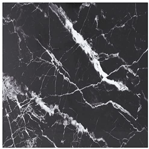 Foknhdi Tischplatte Glas Schwarz 70x70 cm 6 mm Marmor-Optik Modern & Robust für Couchtisch Esszimmer Balkon und Küche