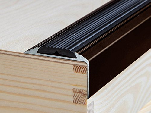 ANODISED Aluminium Anti Non Slip Stair Edge Nosing Trim 900mm x 46mm x 30mm A38, Brown