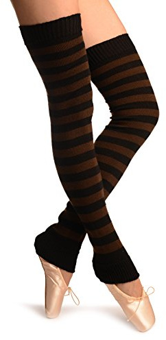 LissKiss Brun & svarta ränder Dans/balettben varmare – bruna benvärmare barn, en storlek (75 cm), BRUN, En Storlek