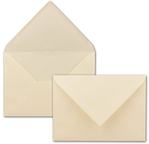 50x Briefumschläge DIN C5-16,2 x 22,9 cm - Creme mit gerippter Struktur - 100 Gramm pro m² - Kuverts mit Strukturprägung - Nassklebung - GUSTAV NEUSER